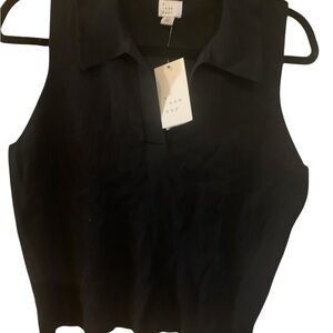 a new day Black Collared Sleeveless Blouse